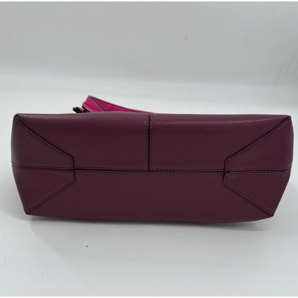 Antonio Melani Colorblock Berry & Pink Tote Bag With Tassel Keychain And Gold Ac - Picture 9 of 12